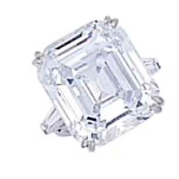 33.19 ctw ASSCHER CUT SIMULATED DIAMOND & STERLING SILVER RING, SIZE 8, ELIZABET - Picture 1 of 8